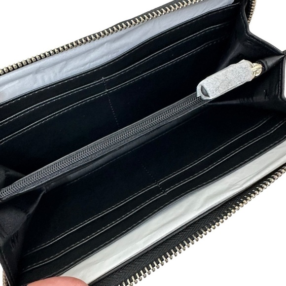 DNKY Vela Large Zip Around Logo Wallet, Black - Picture 9 of 10